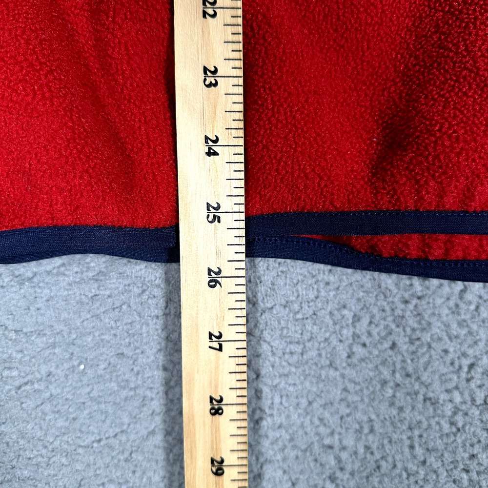 LL Bean Sweater Mens Large Red Fleece Snap Tee Casual Preppy Logo Warm Polyester - Picture 7 of 12